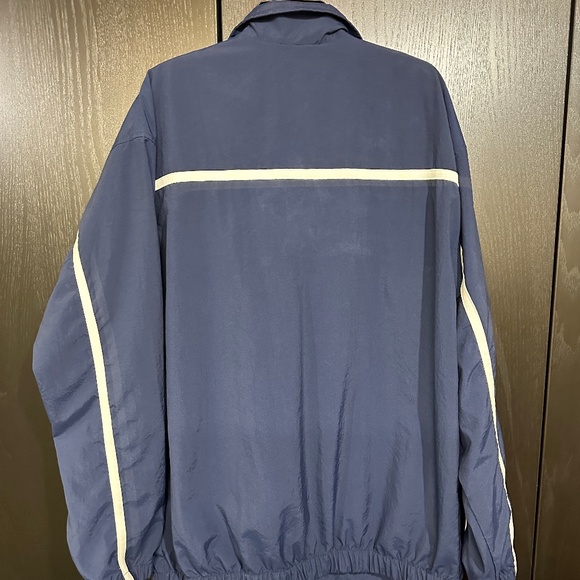 Vintage Nike Mini Swoosh & White Stripe LG Men's Blue Zip Up Jacket -Breathable - Picture 4 of 4